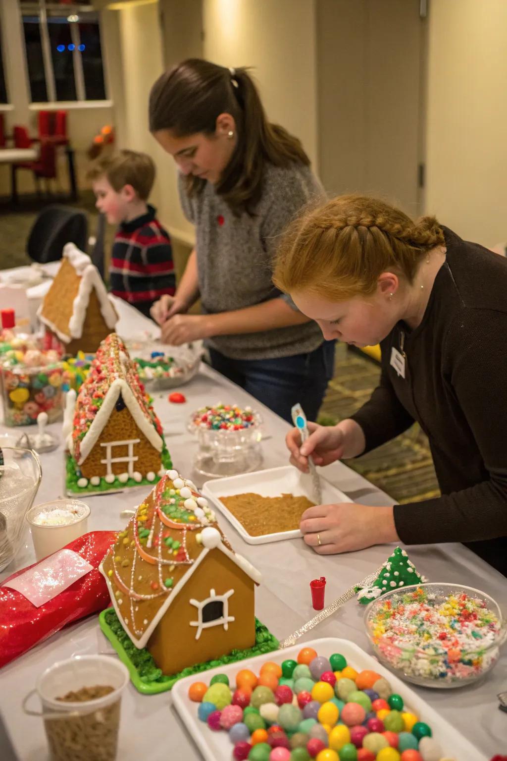 A delightful gingerbread house fashioning showdown brimming with inventiveness and fun.