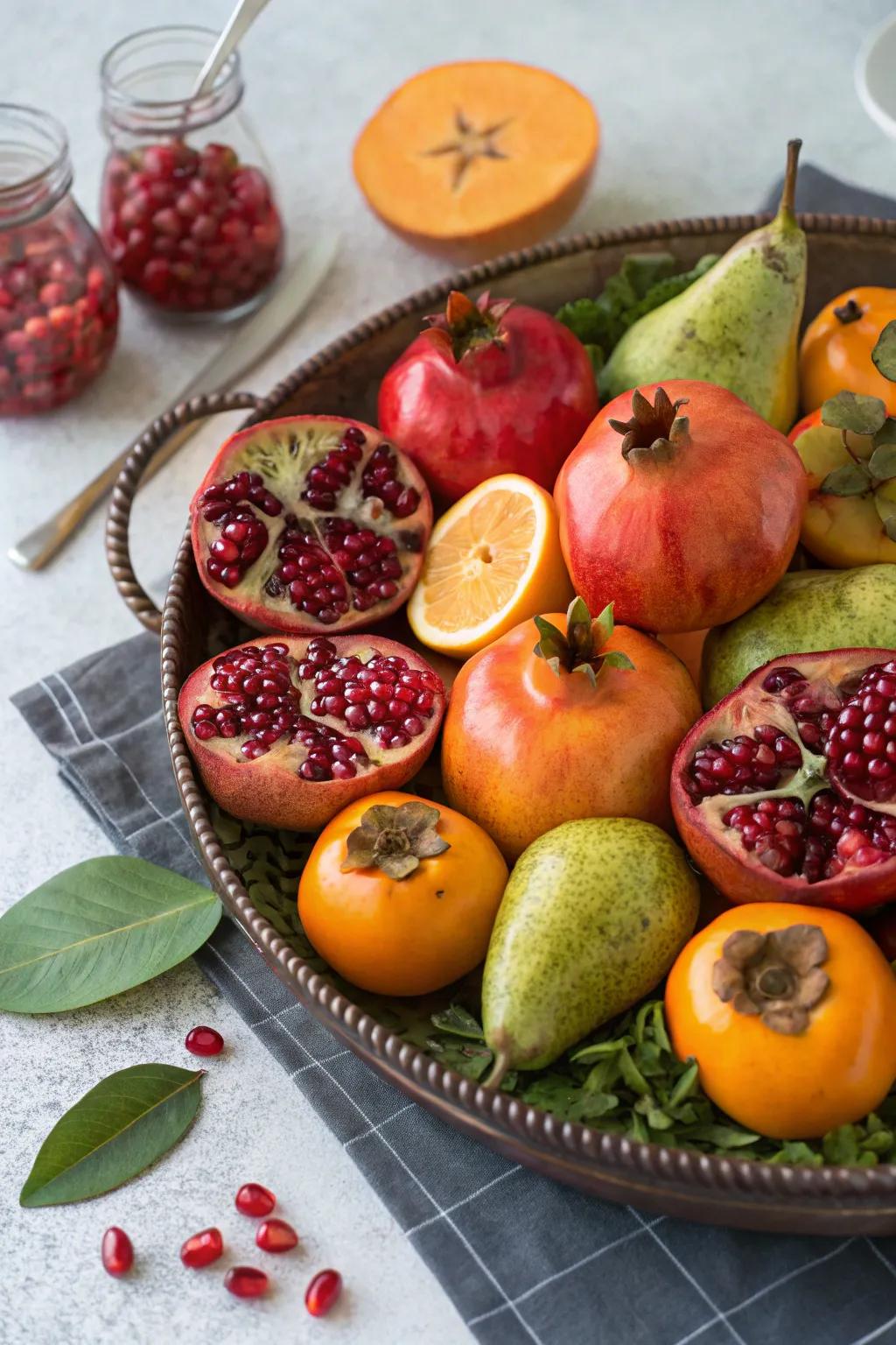 Healthy and stunning winter fruit platter.