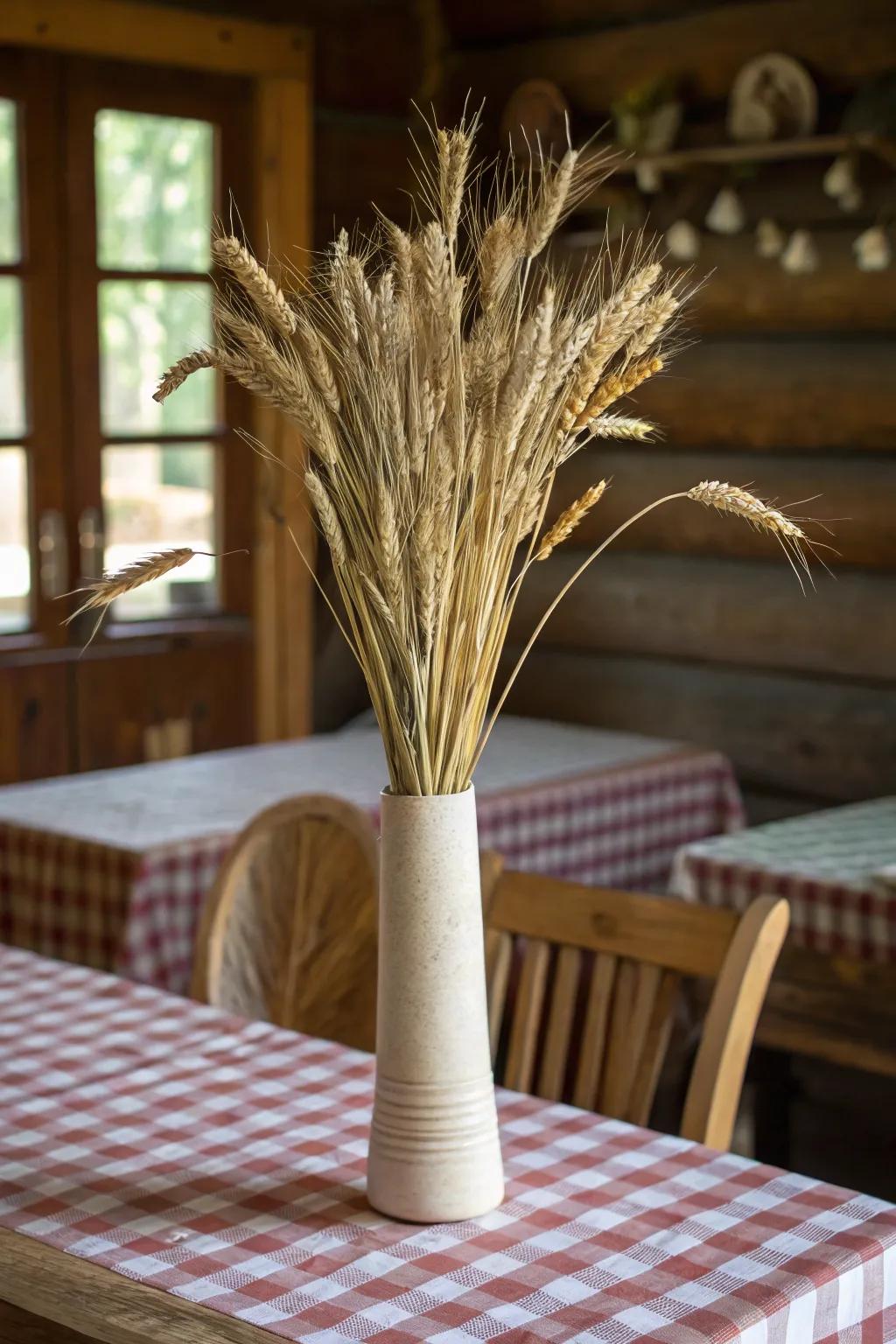 Bucolic allure: cereal grass conveys warmth and countryside elegance.