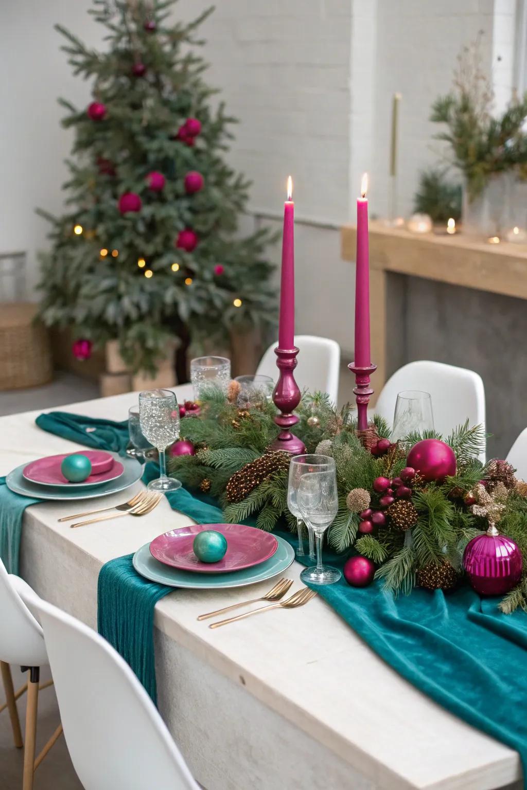 Unconventional colors add a modern twist to the decor.