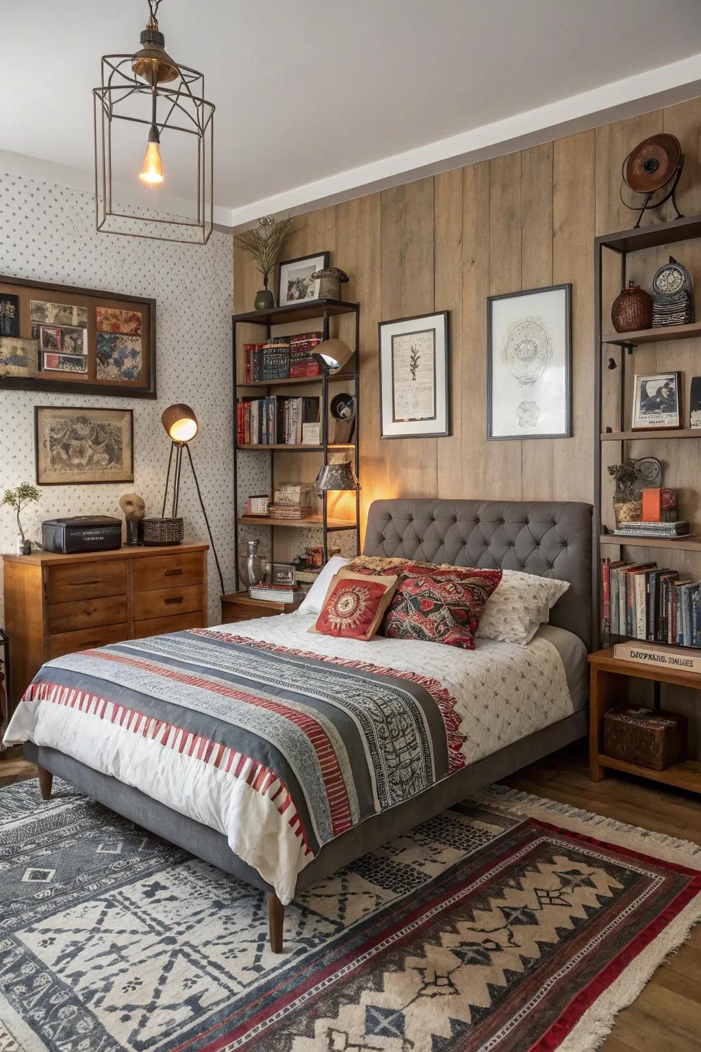 Diverse style elements personalize and energize the room.