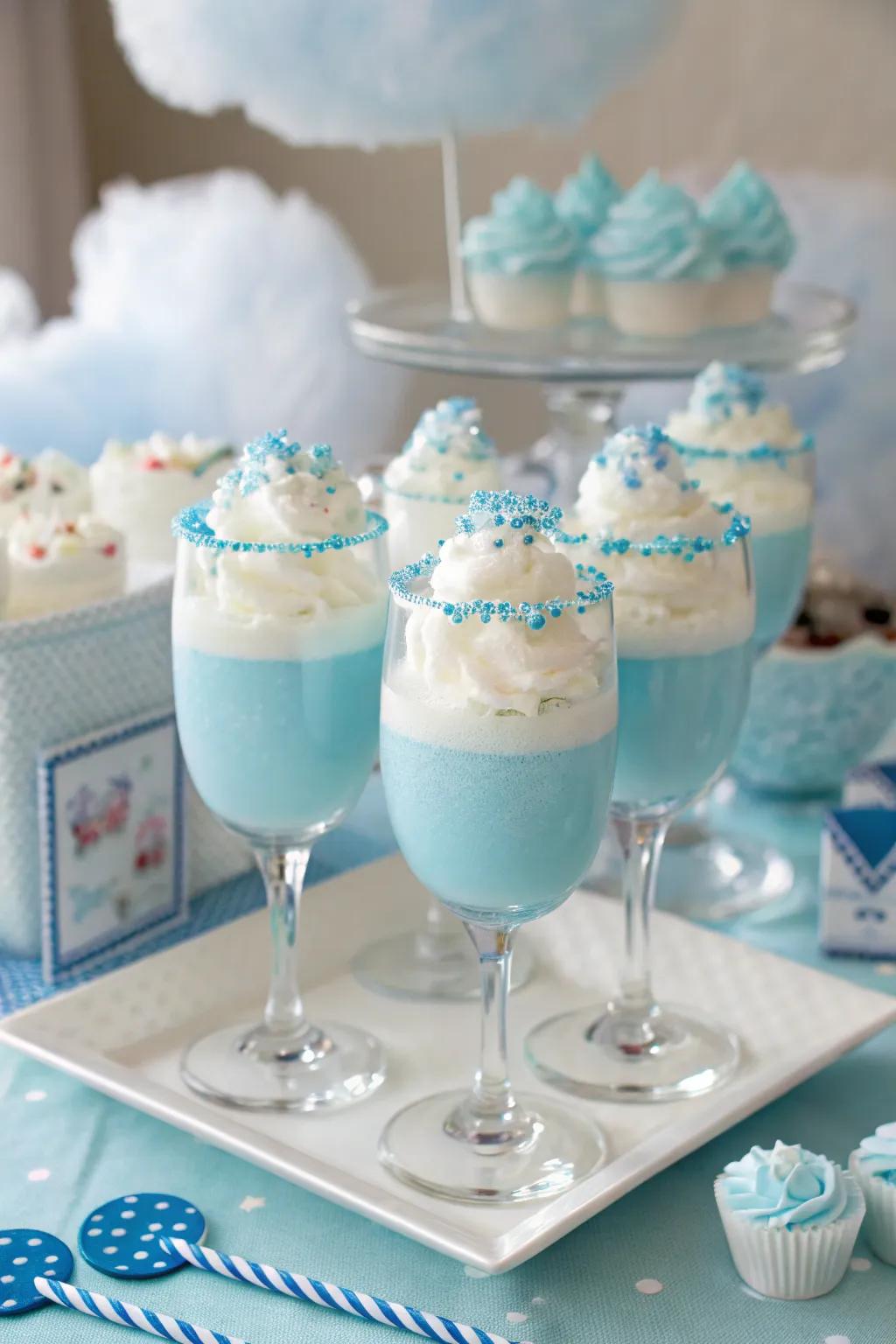 Sky-themed drinks offer a whimsical and refreshing treat for guests.