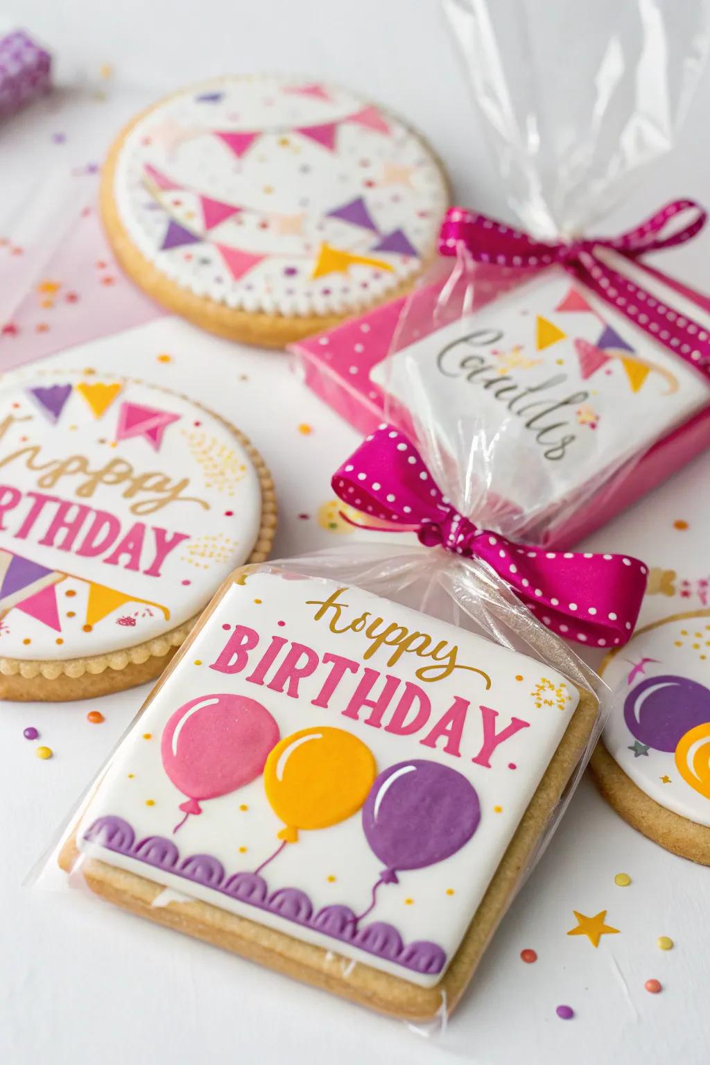 Stylized wrapping imparts a celebratory detail to cookie presents.