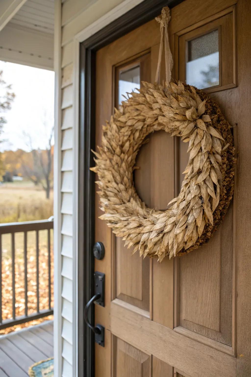 A textured maize shuck garland boasting abundant depth.