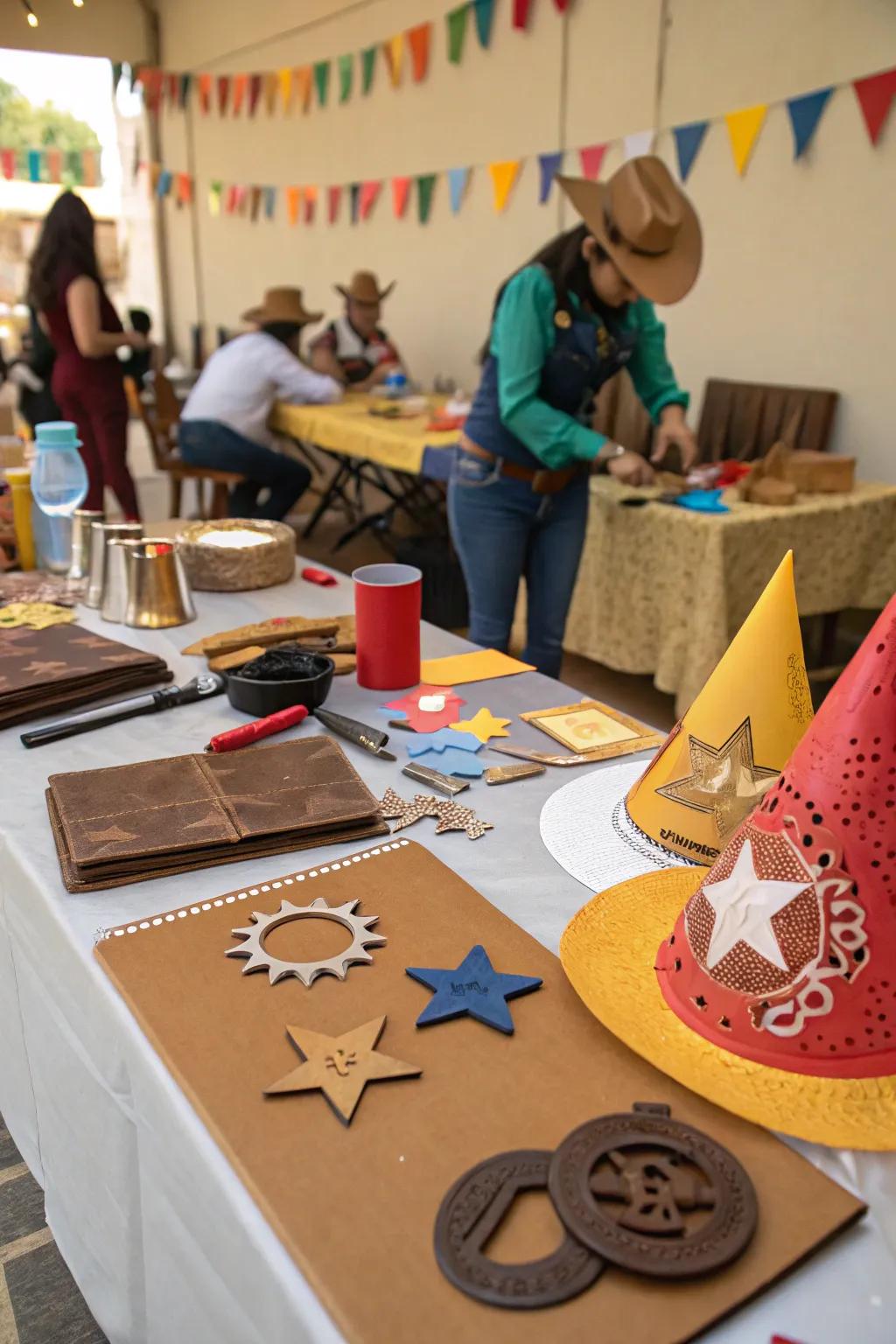 Encourage creativity using a sheriff badge crafting station.