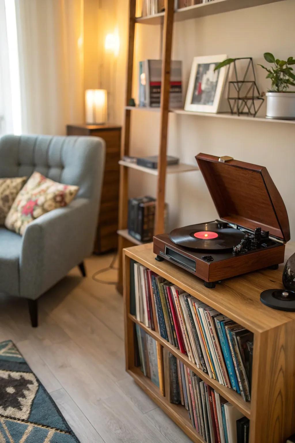 A record player adds charm.