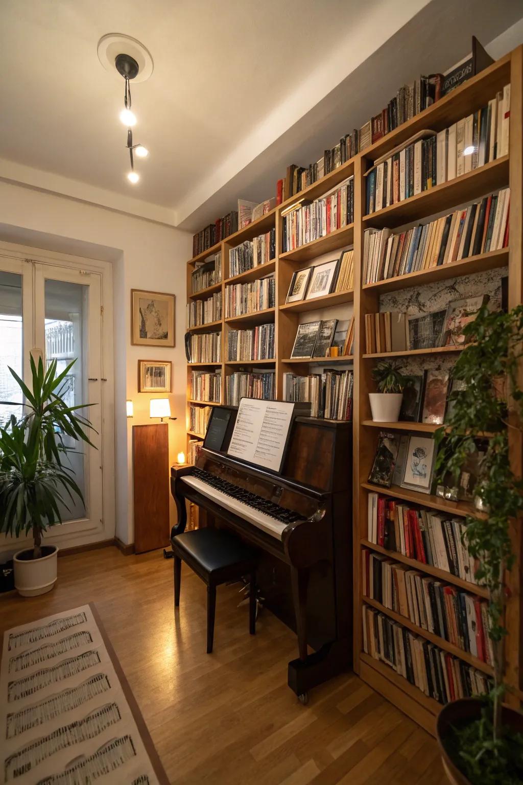 Wall-based storage conserves floor dimensions.