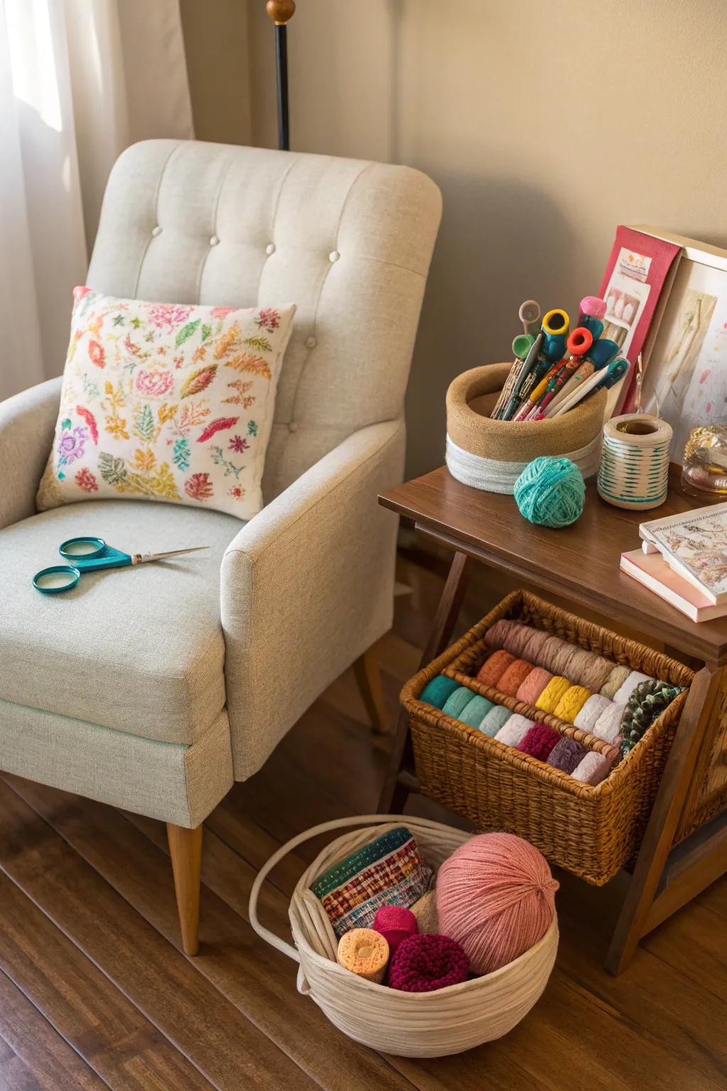 A dedicated crafting nook can promote focus and creativity.