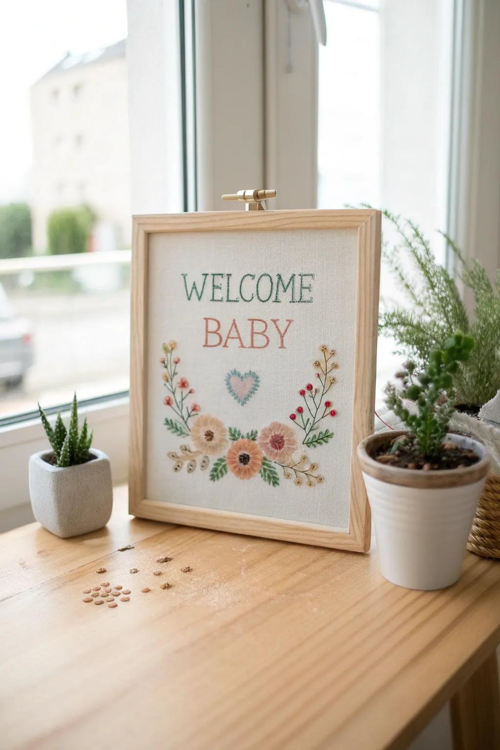 Celebrate new beginnings with a touch of handmade charm. 🌿✨ #PersonalizedGifts #CrossStitchLove