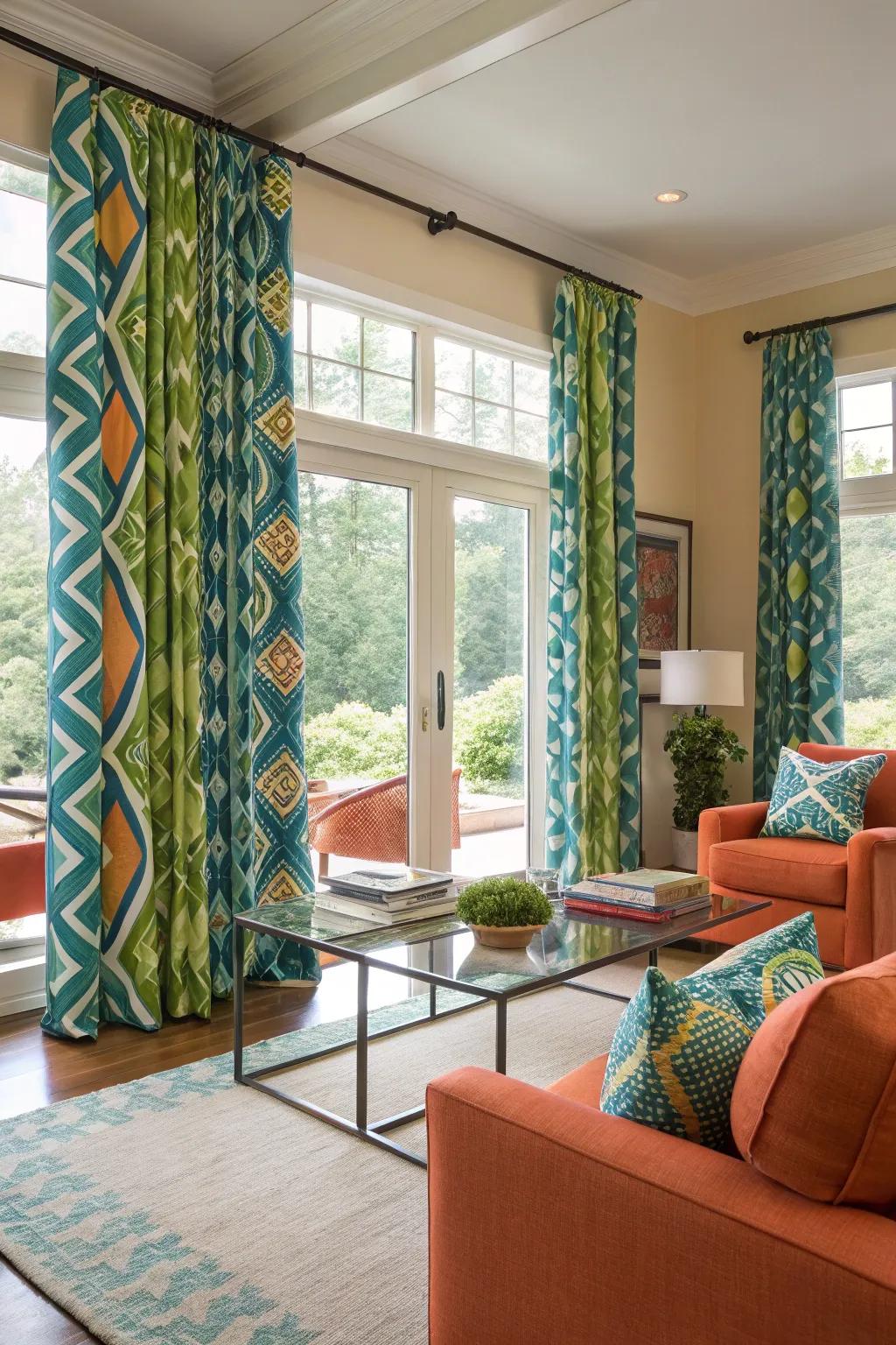 Daring patterns turn your window coverings into a statement piece.