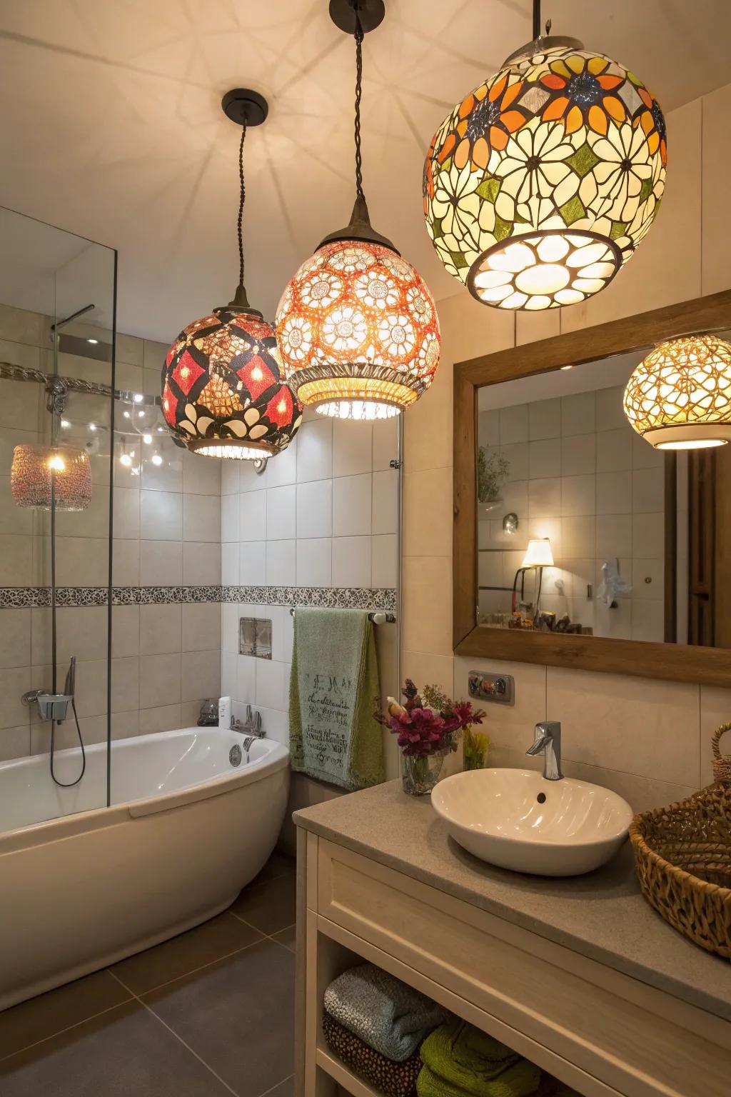 Whimsical illumination adds warmth and character to your restroom.