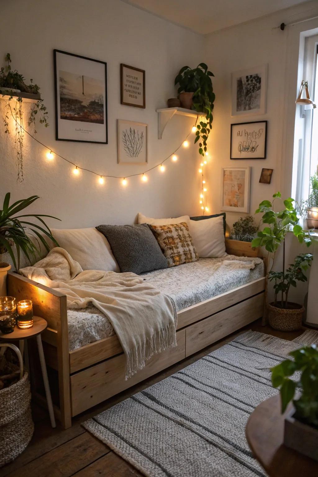 Elevate your daybed setup with integrated lighting.