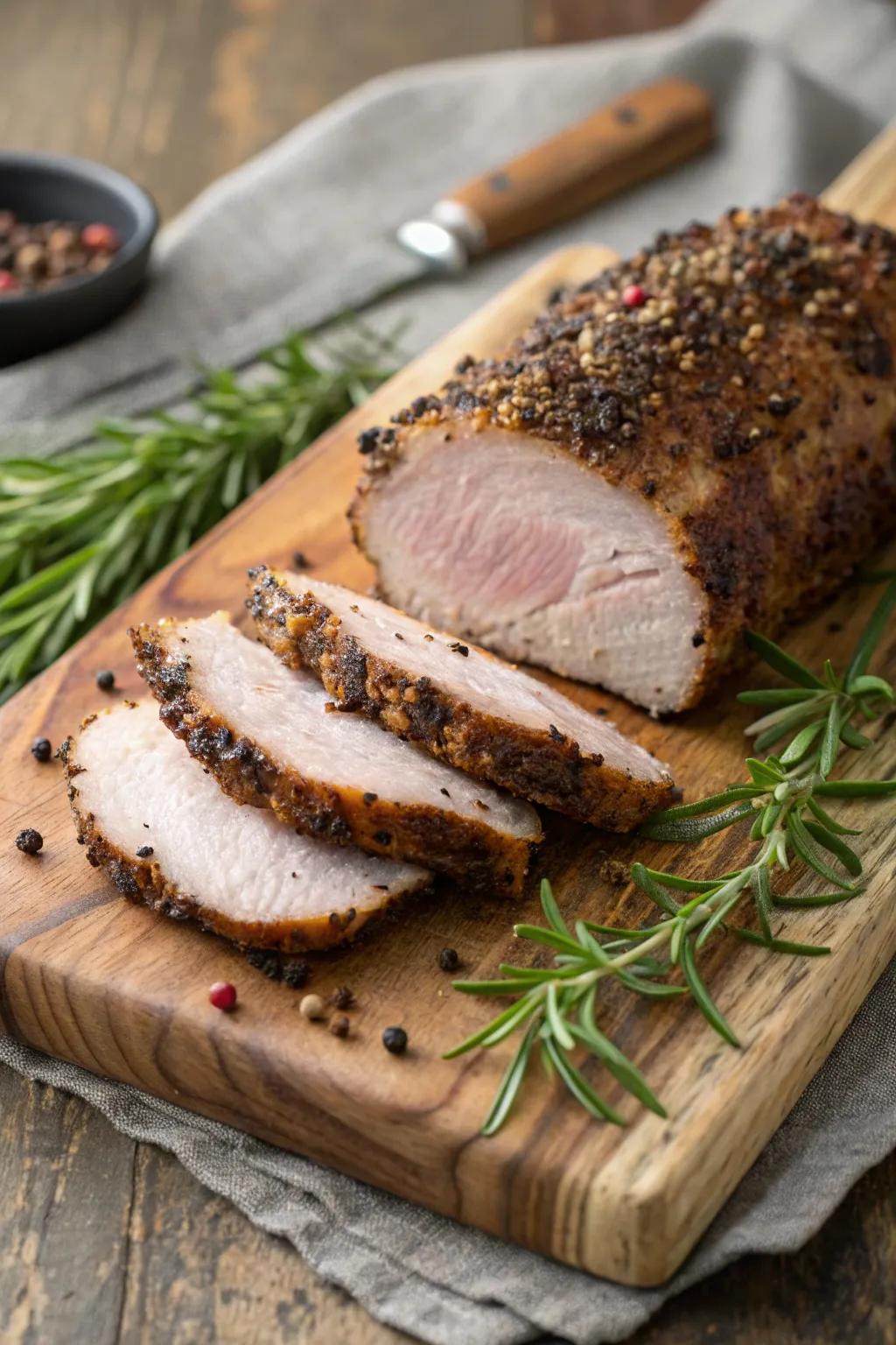 Spice layered pig loin, a flavorful and hearty December dish.