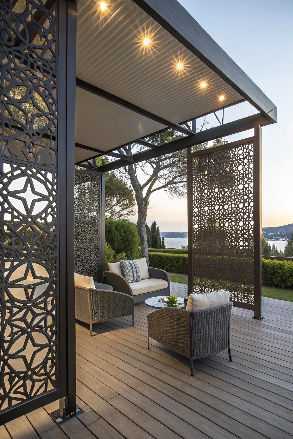 Artistic screens add elegance and personality to your deck.