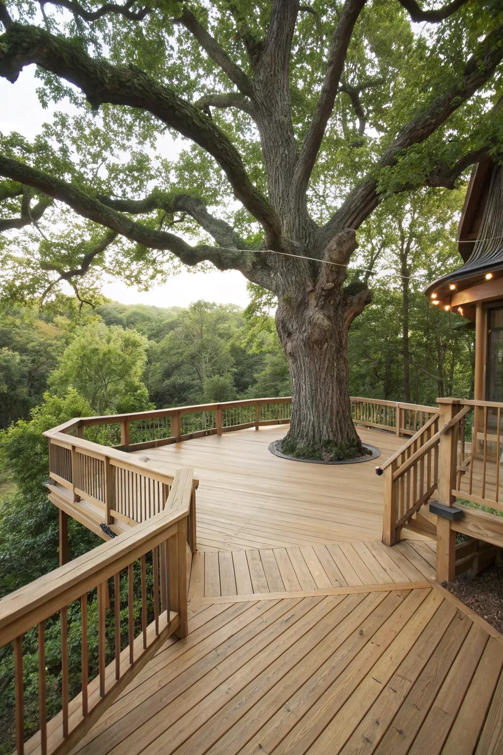 Building around trees adds natural charm and character.