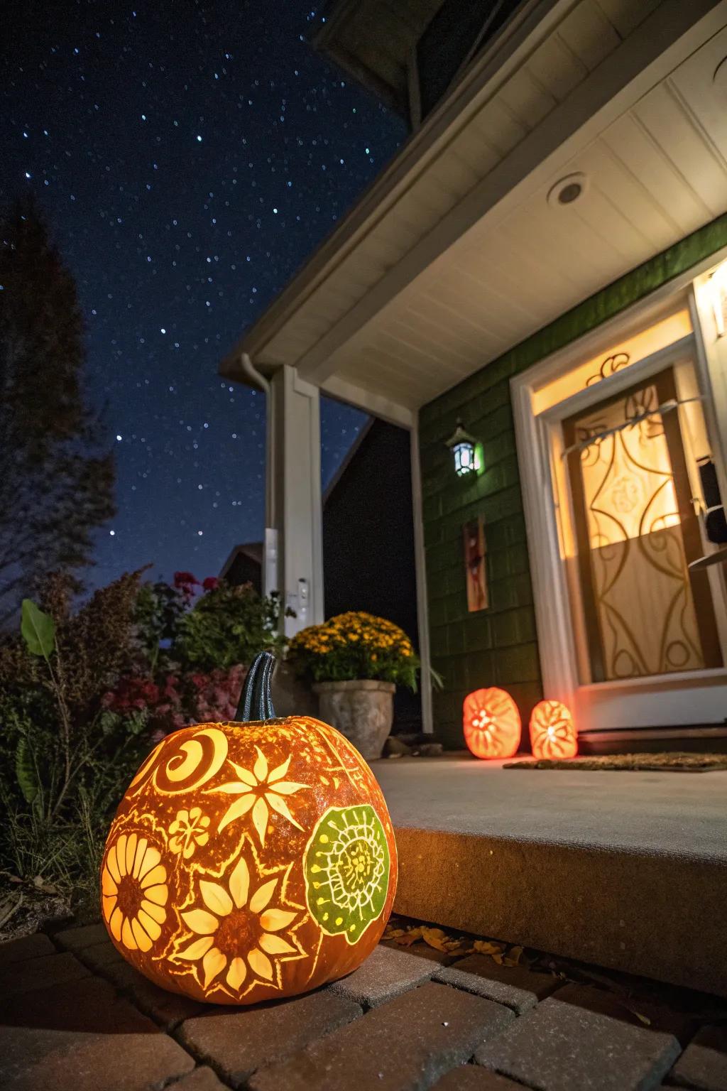 Illuminate your embellishments through luminescent pumpkin blueprints.