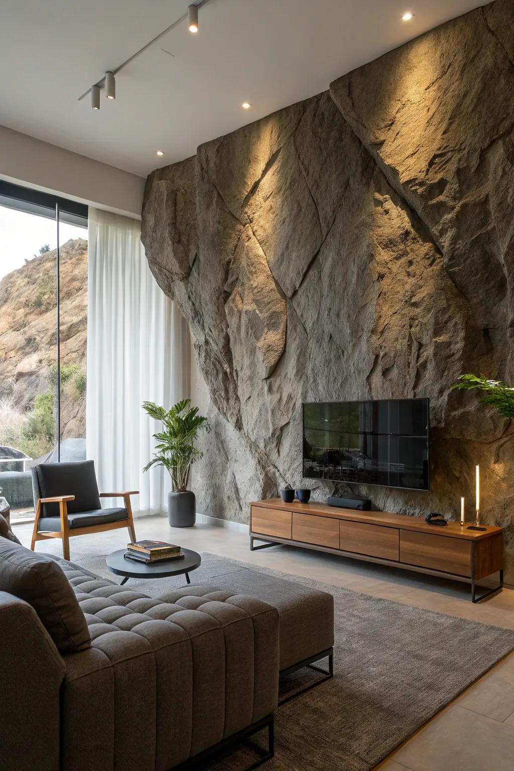 Render a statement using a stunning stone feature surface.