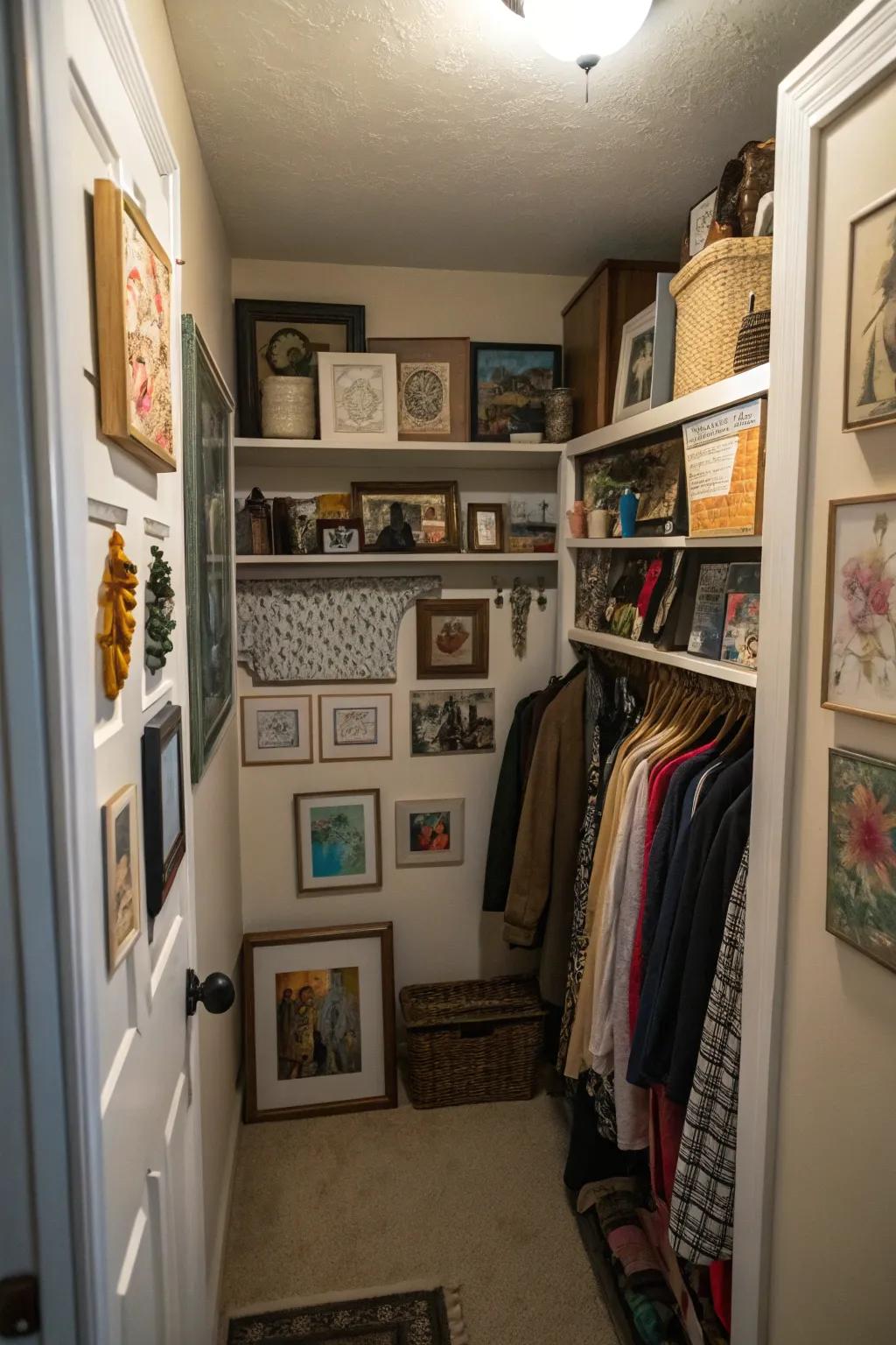 Incorporate character into your closet with wall art and design.
