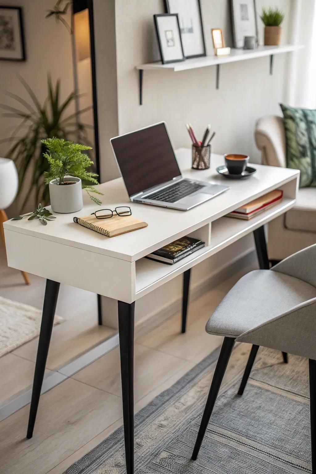 A space-saving desk blueprint perfect for small apartments.