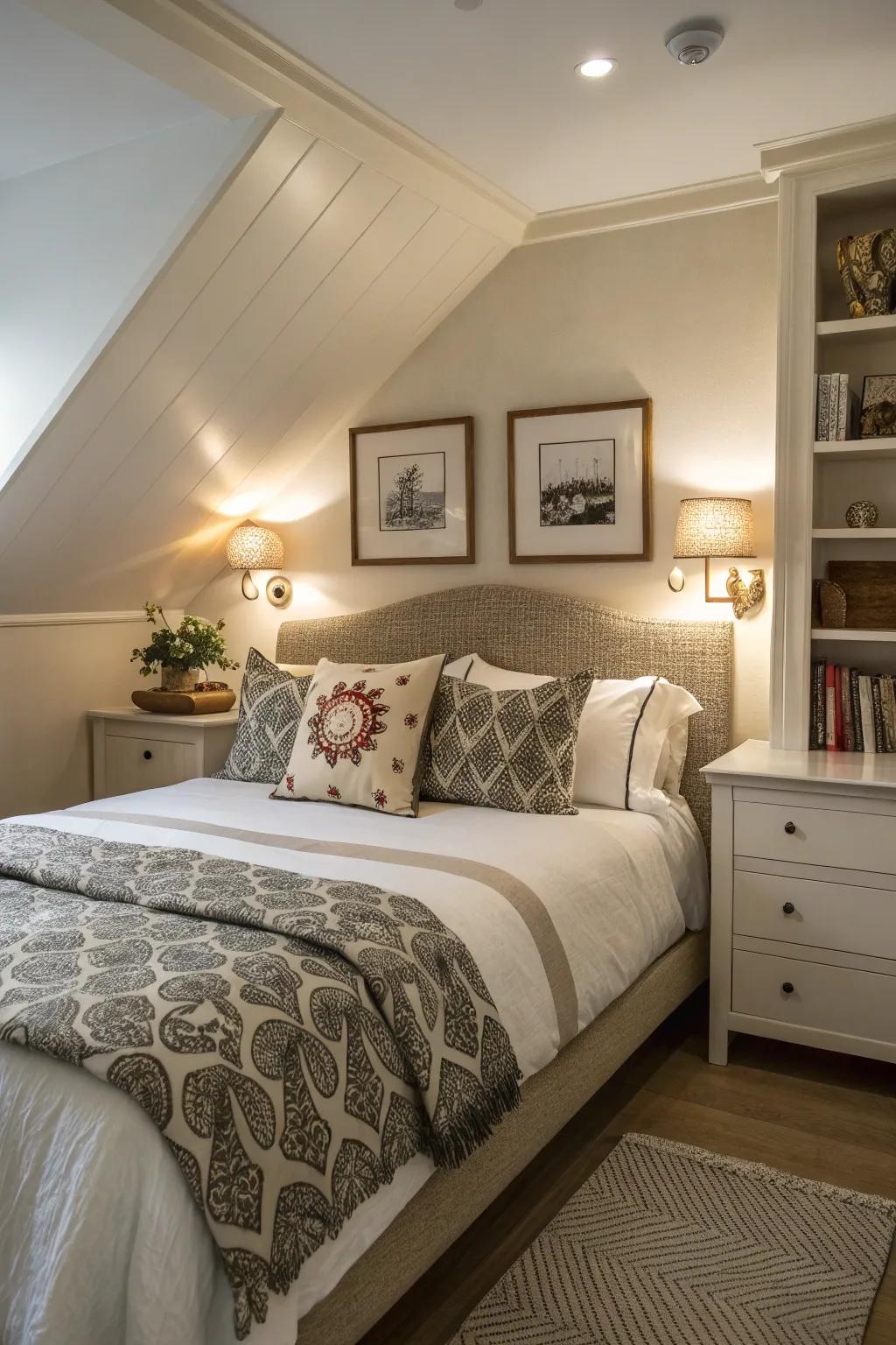 Symmetry creates balance in a bed.