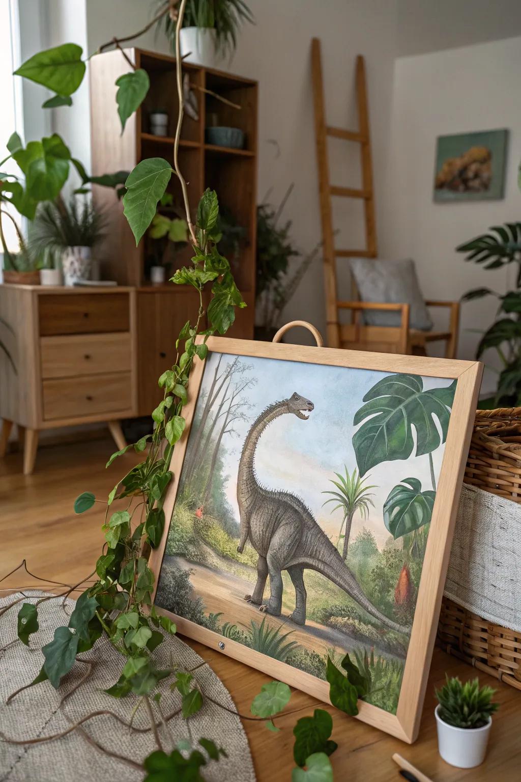 Organic dinosaur creation enhanced with natural items