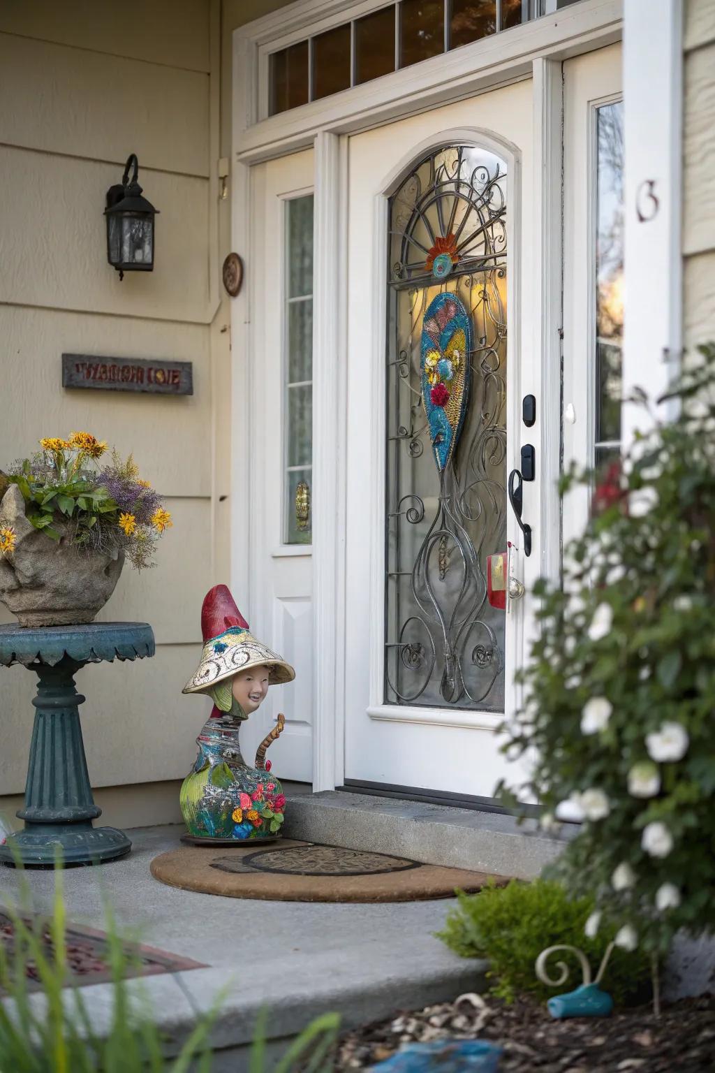 Add creative flair with outdoor art pieces.