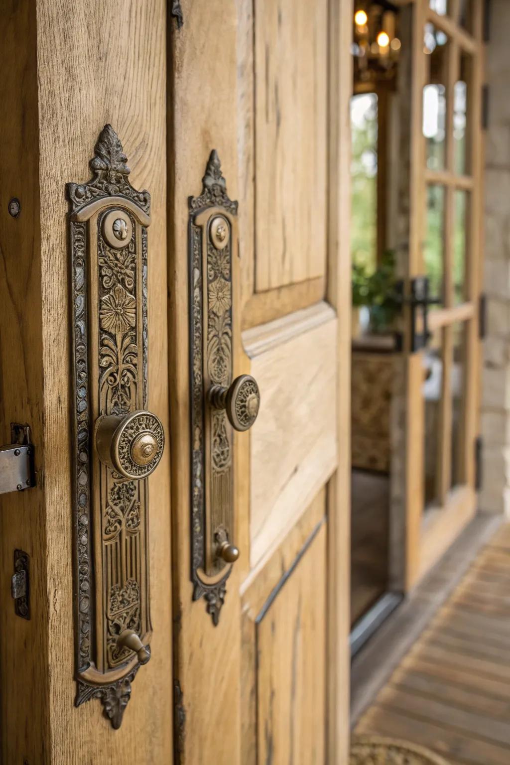 Handcrafted door grabs introduce unique character.