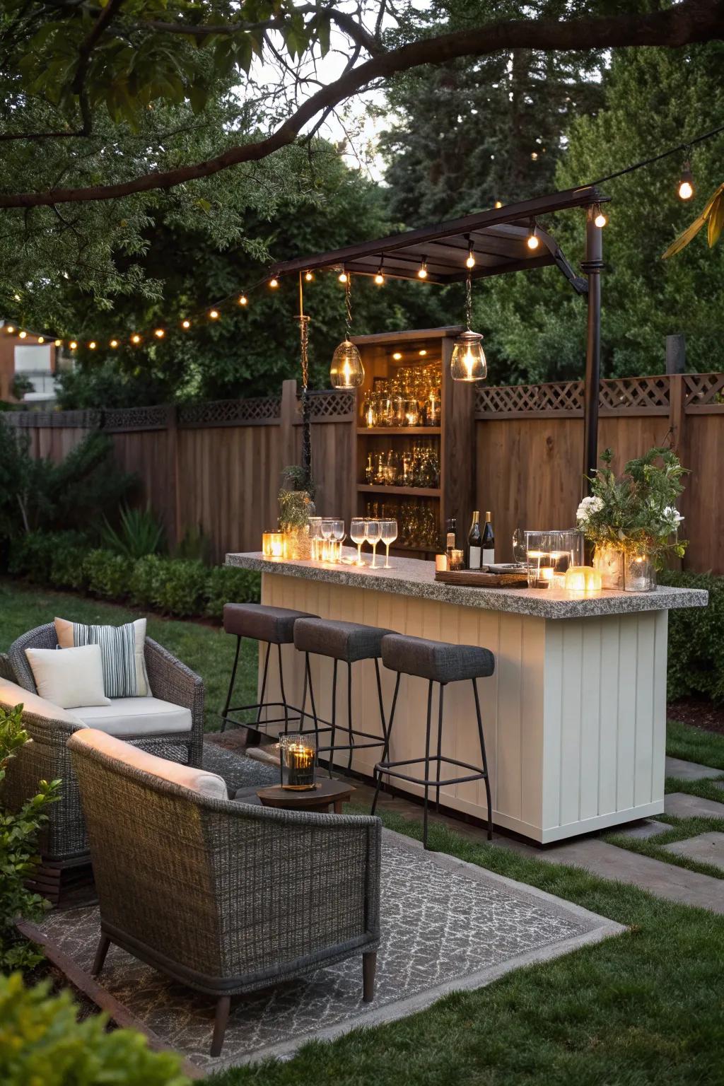 An outdoor oasis for open-atmosphere hosting.