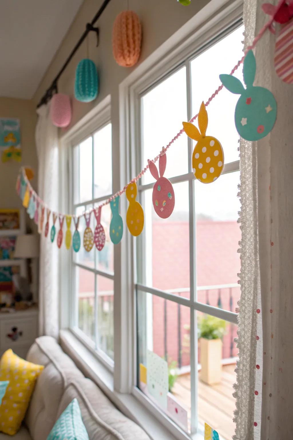 A charming DIY bunny bunting for Easter embellishment.