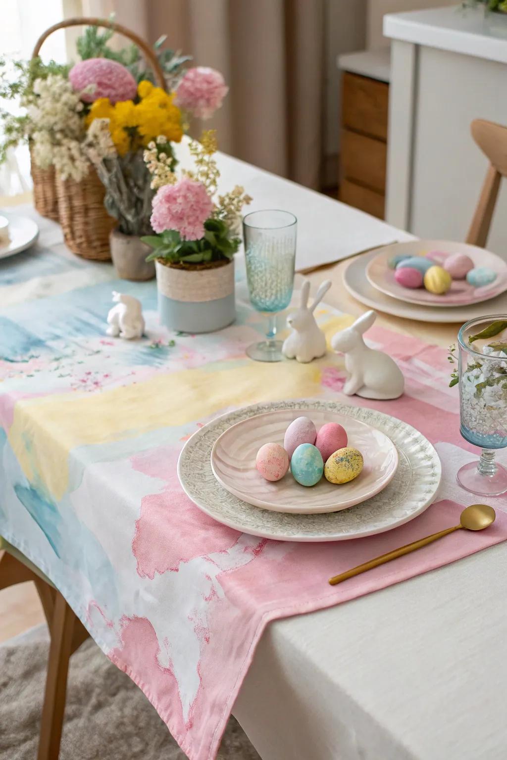 A schematic painted table pathway injects a singular and artistic flair.