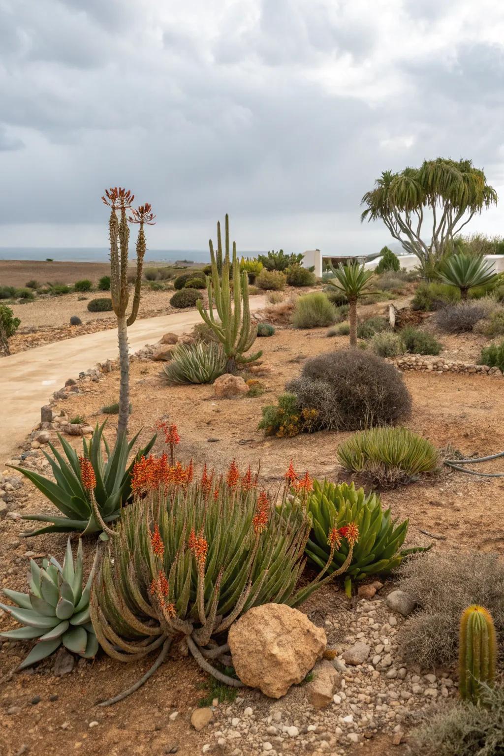 A sustainable garden with aridity-tolerant florals.