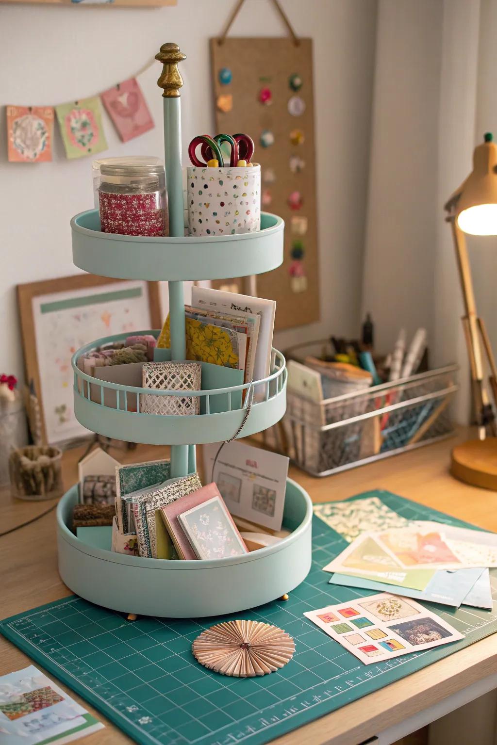 A spinning display introduces a fun, interactive element to storage.