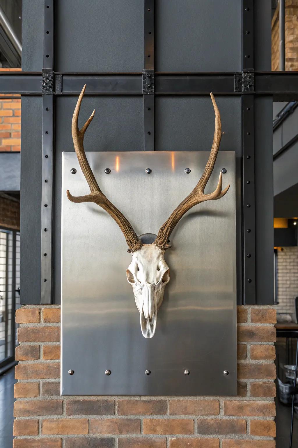 Introduce a contemporary edge through a metallic mount.