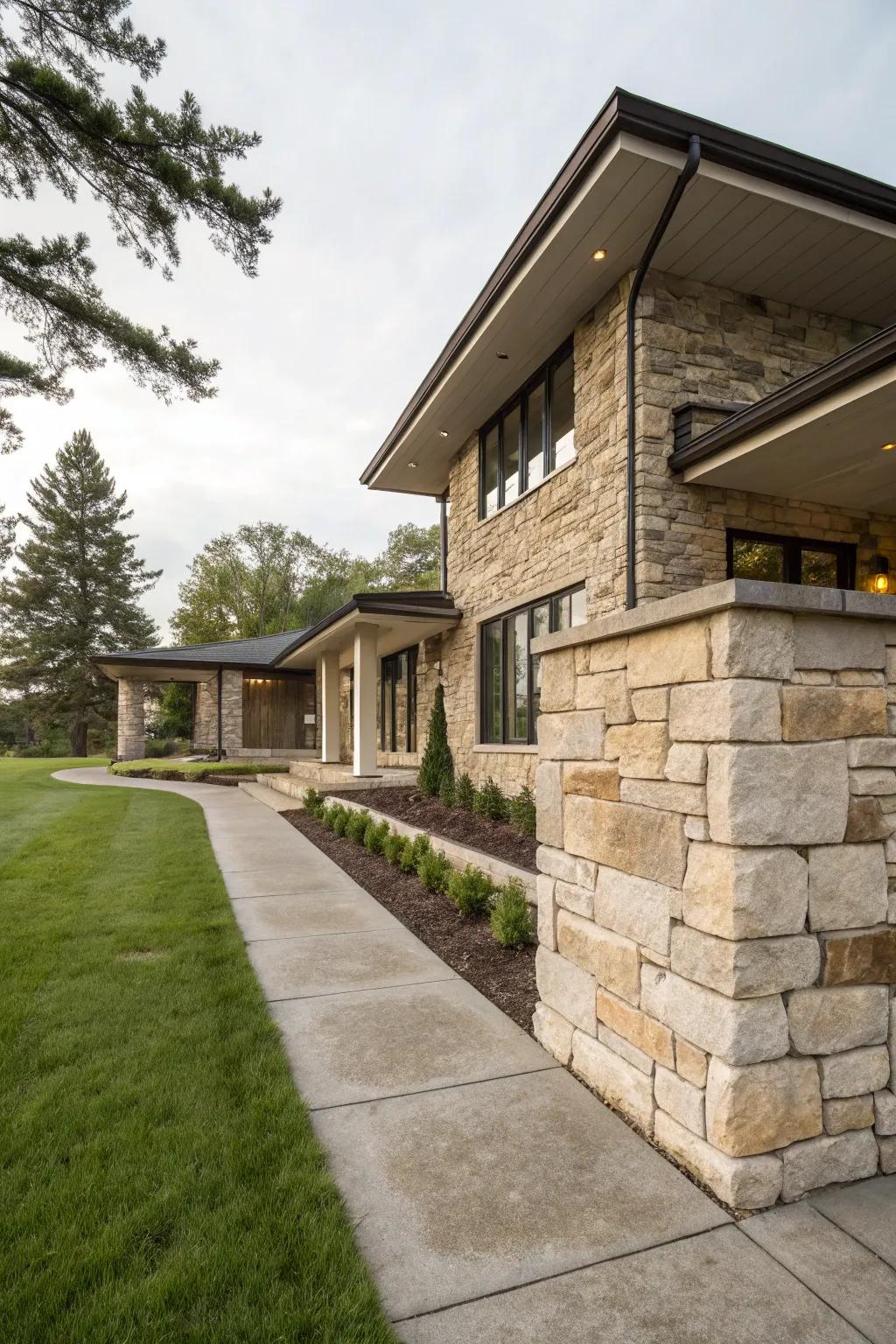 Cornerstones contributing unique and bold design elements to stone walls.