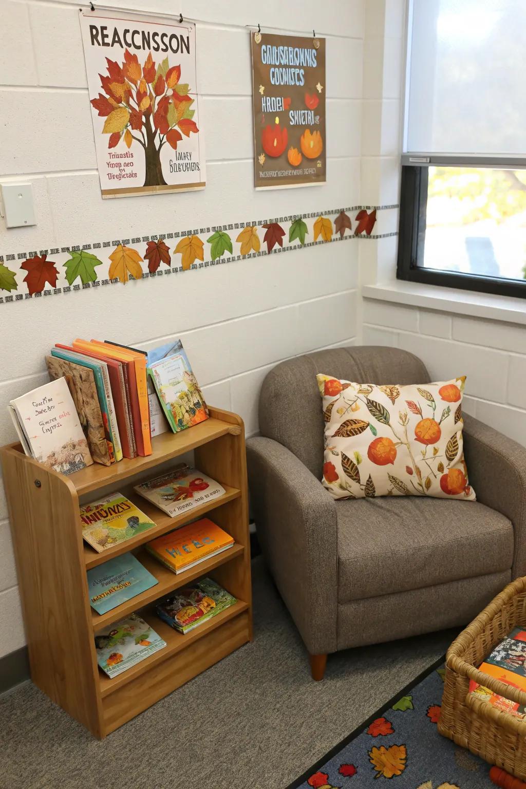 A cozy corner for seasonal storytelling.