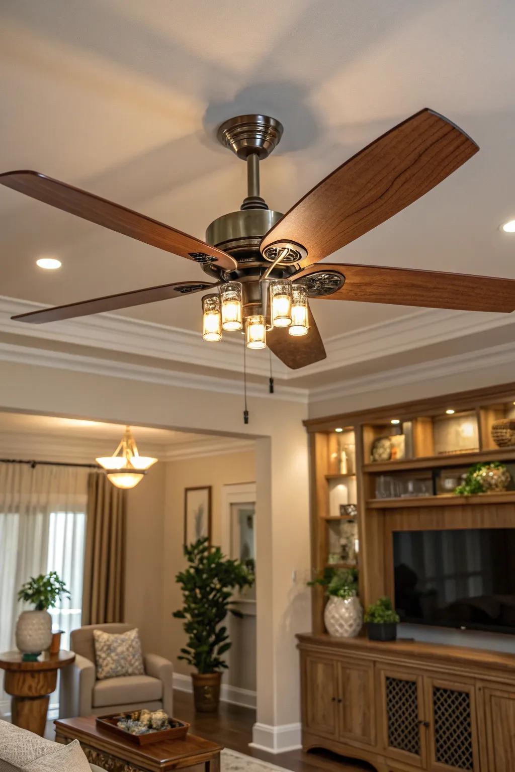 Brighten and cool your area smartly with ceiling fans equipped with LED lights for maximum efficiency. 💡 #EnergyEfficient #SmartLiving