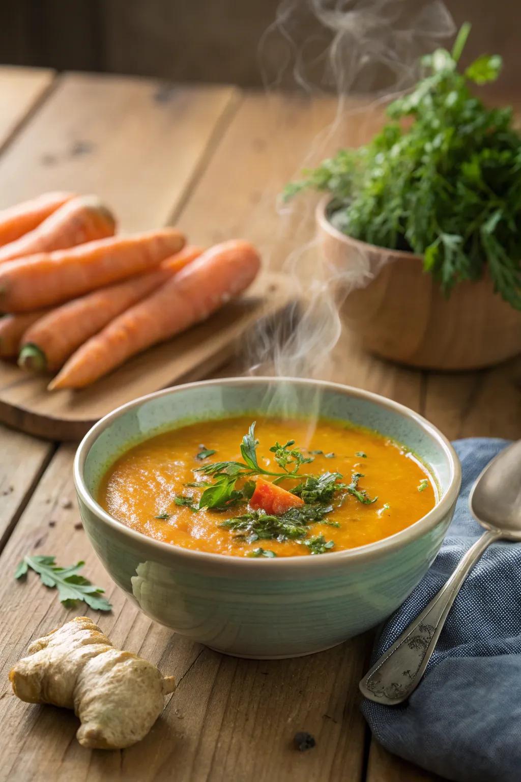 Carrot and ginger soup, a bowl of heartwarming comfort.