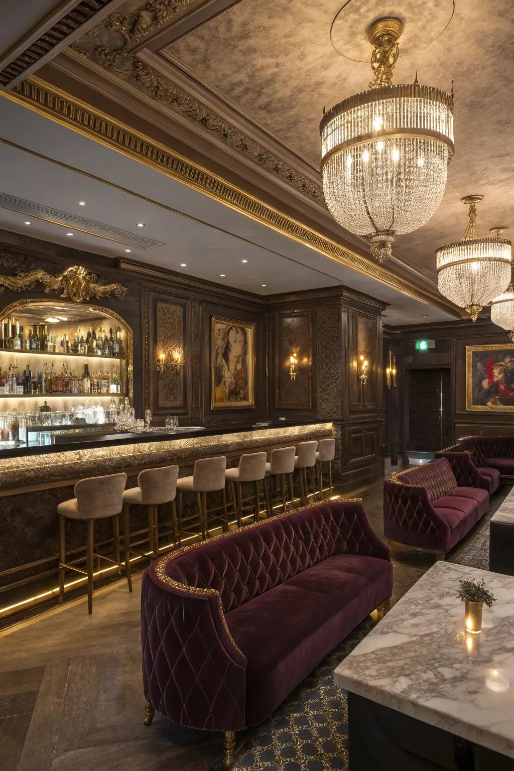Indulge with opulence in the basement.