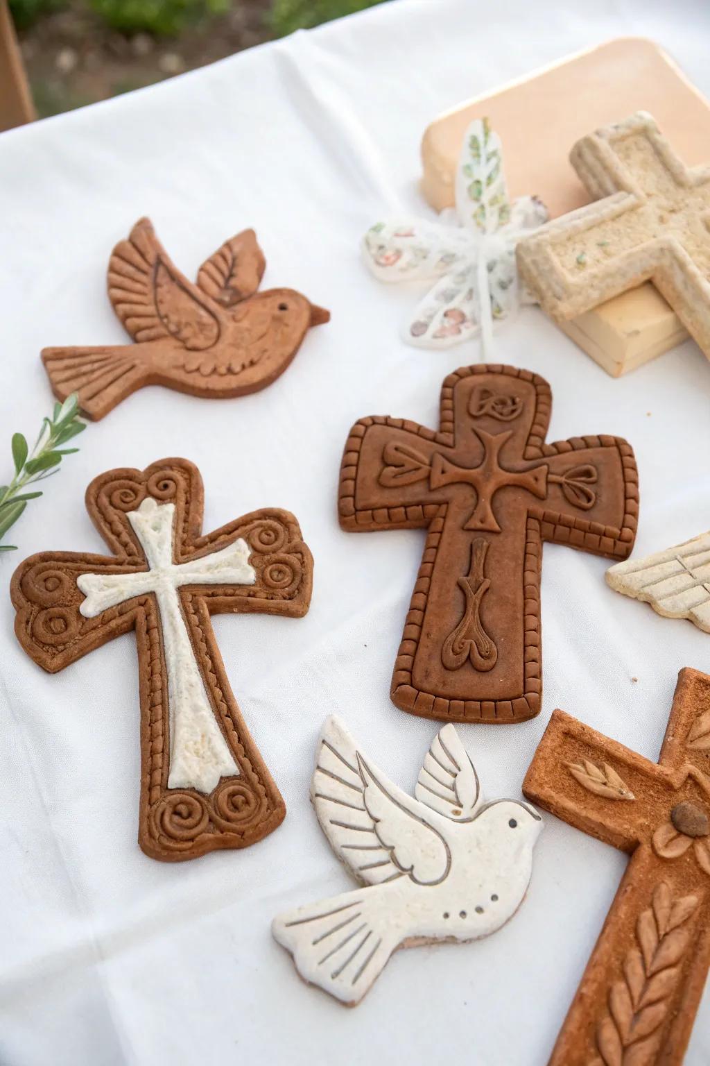 Handcrafted spiritual symbols introduce a personal and meaningful touch to the decor.
