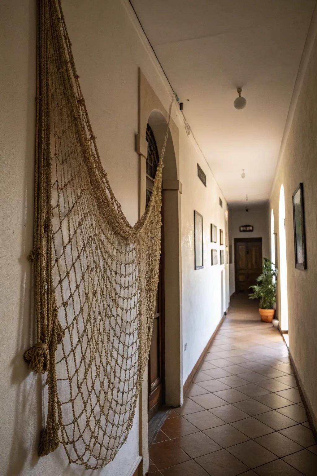 Repurposed fishing nets add texture.