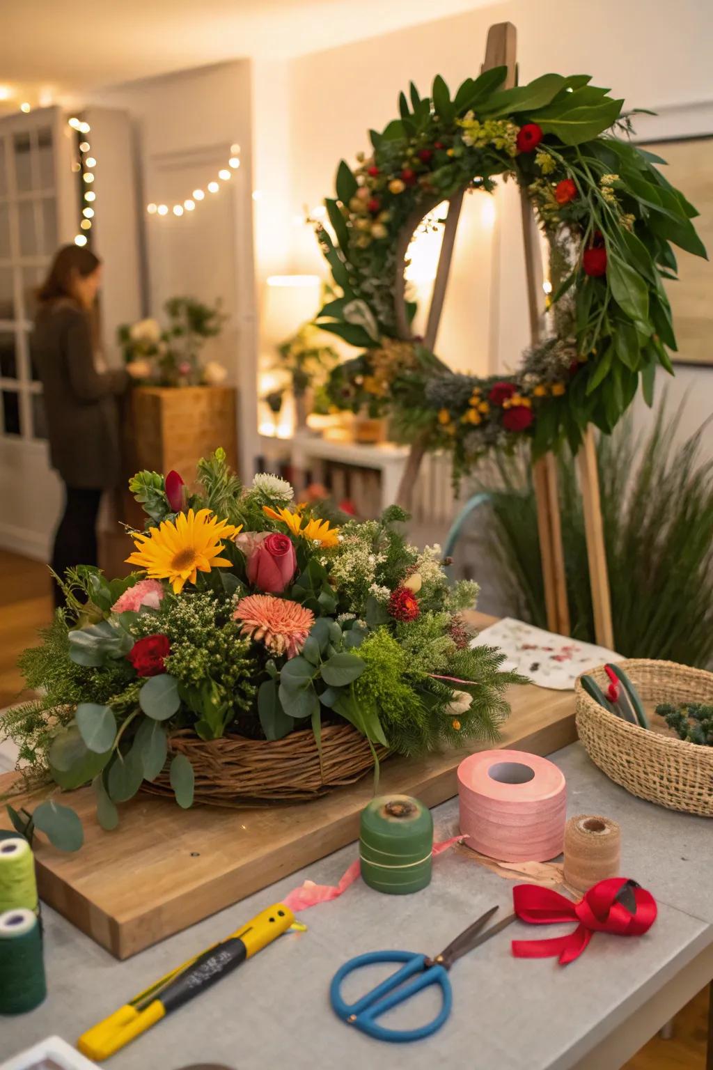 Wreath-making provides visitors with a creative outlet.