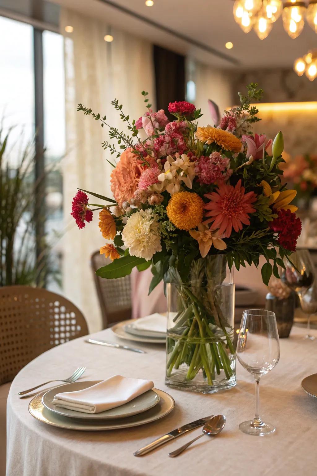 Oversized blossoms establish bold and dramatic statements.