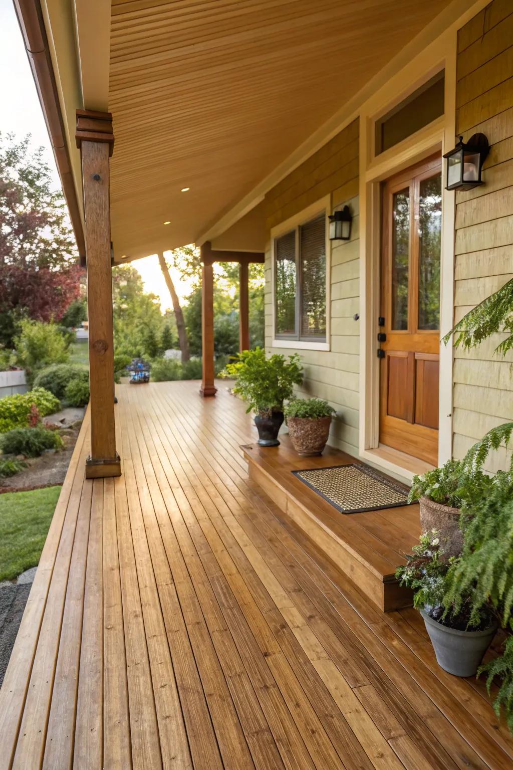 Bamboo furnishes a sustainable and robust option for porch flooring.