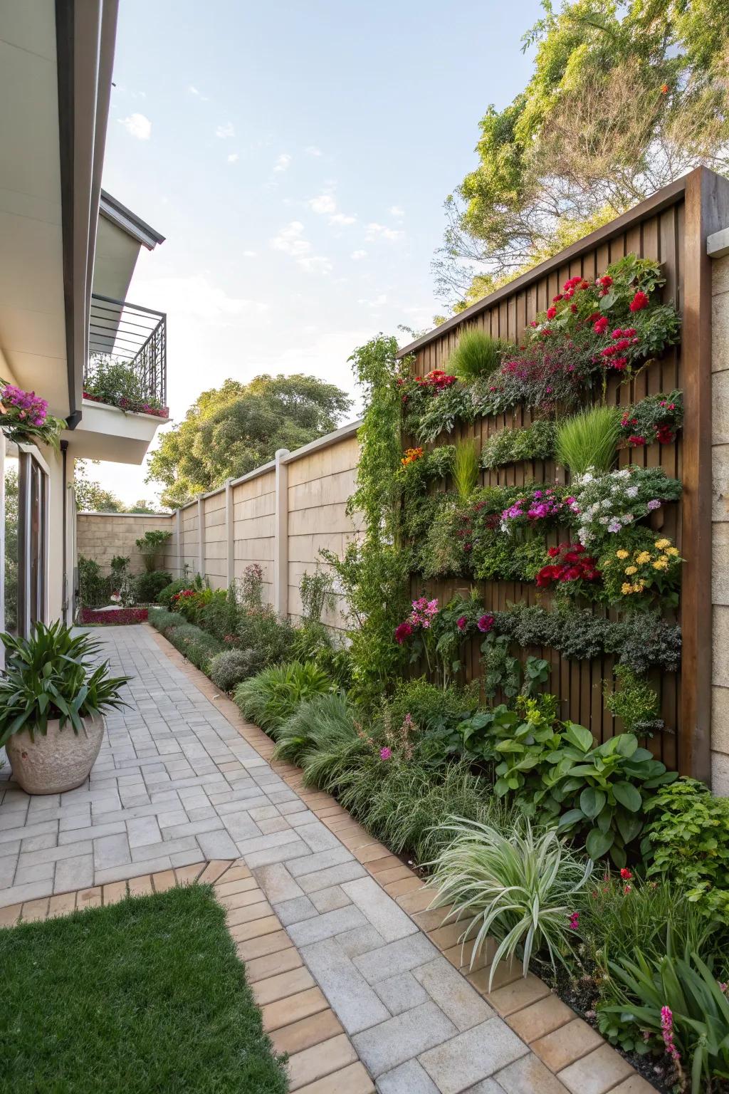 Vertical gardens maximize space and attach lush greenery.