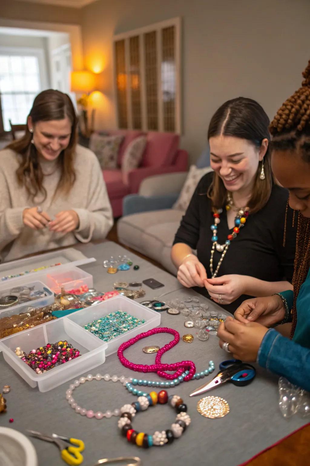 A creative personal adornment activity for crafting distinctive Galentine's Day mementos.