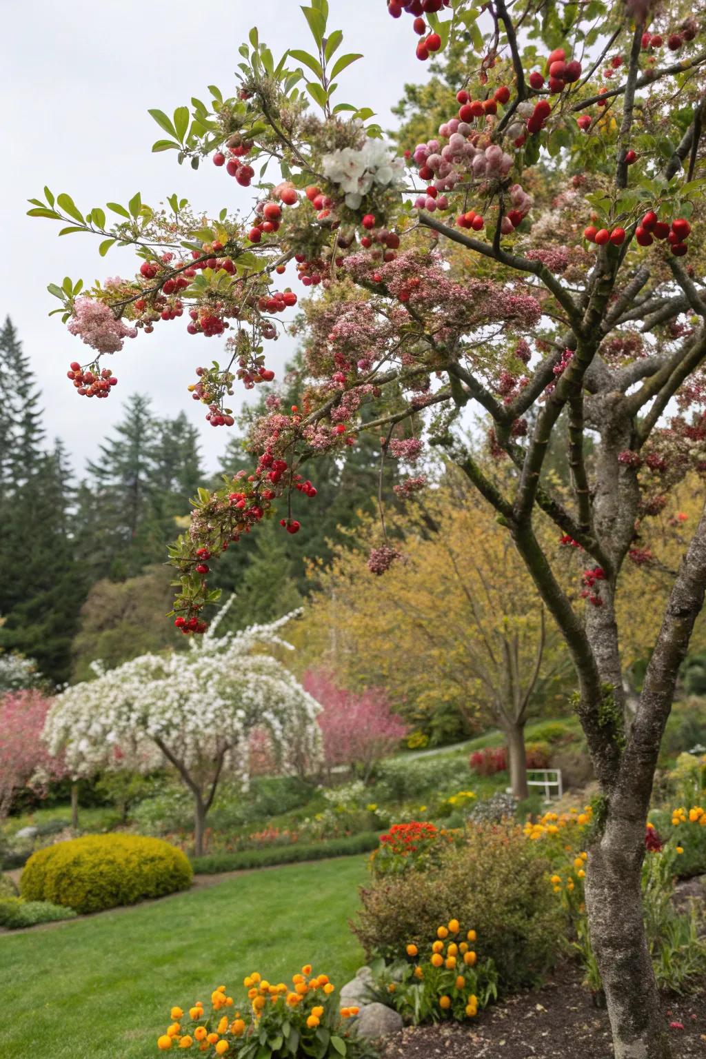 Multi-season trees render year-round garden intrigue.