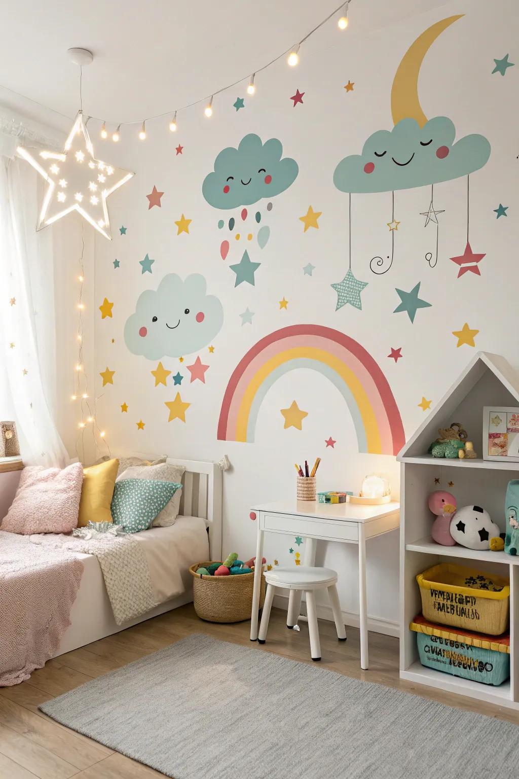 Wall decals offer playful and flexible decor options.