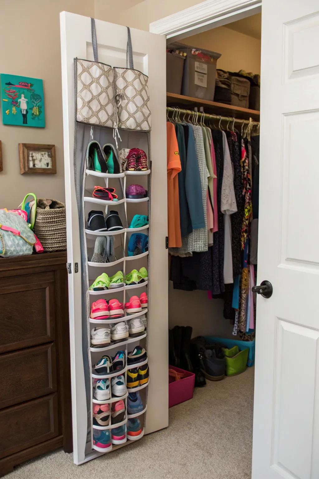 Door-hanging organizers maximize unused space.