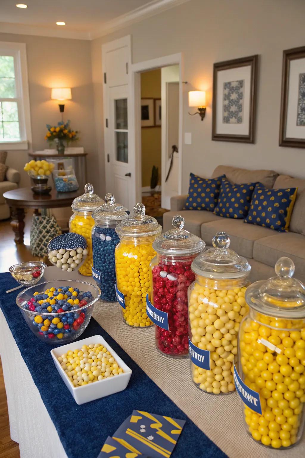 Sweets in school colors create a cohesive and celebratory motif.