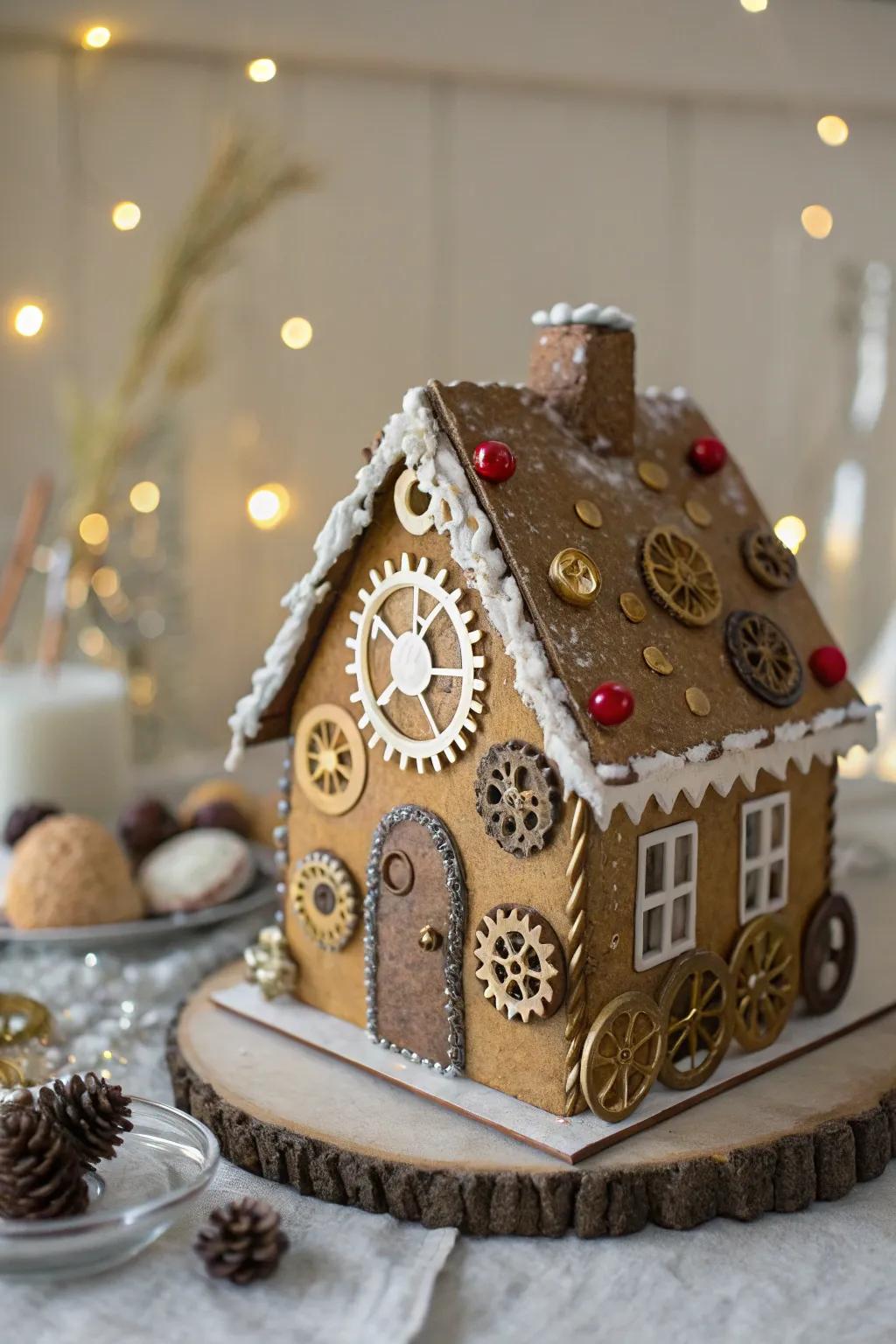 Steampunk gingerbread house with a unique twist.